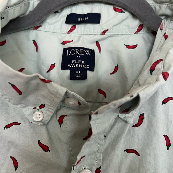 J Crew Factory Men Short-sleeve slim hot pepper print shirt Button Down XL - Picture 4 of 7